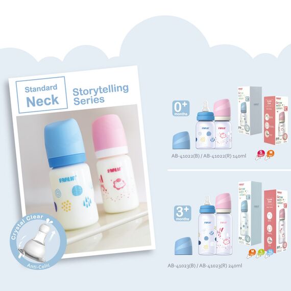 Farlin Grow With Colors PP Standard Neck Bottle Feeding 240ml 0M+, Color: Blue, 7 image