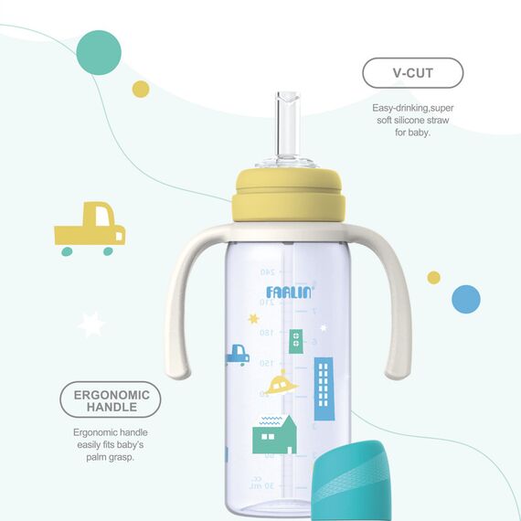 Farlin Grow With Colors PP Standard Neck Drinking Cup 240ml 6M+, Color: Blue, 5 image