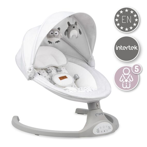 MoMi Kenani Electric Baby Bouncer, Color: Light Grey, 5 image