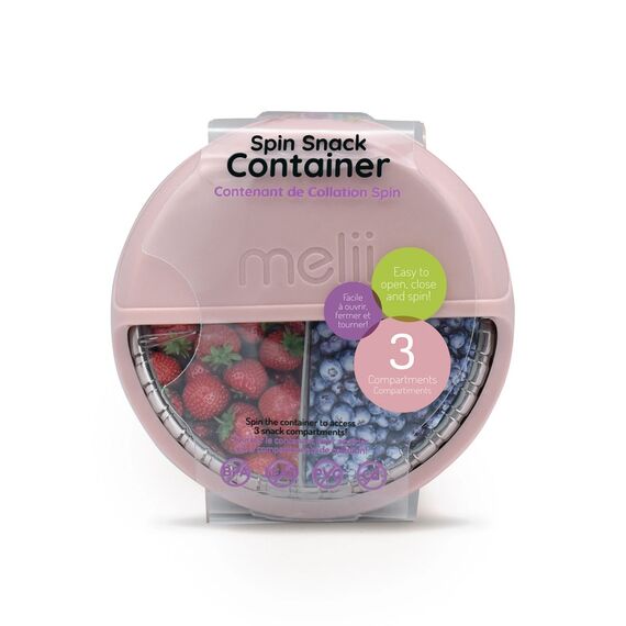 Melii Spin 3 Compartment Snack Container, Color: pink, 5 image