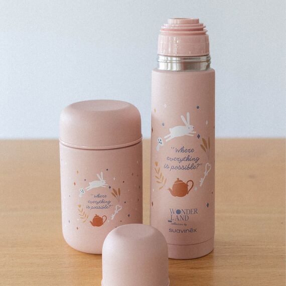 Suavinex Baby Thermos for Carrying Baby's Feedings Hot & Cold Beverages Maintain Temperature for Hours Hermetic Seal & Push-Button Closure 0M+ 500ml, Color: pink, 3 image