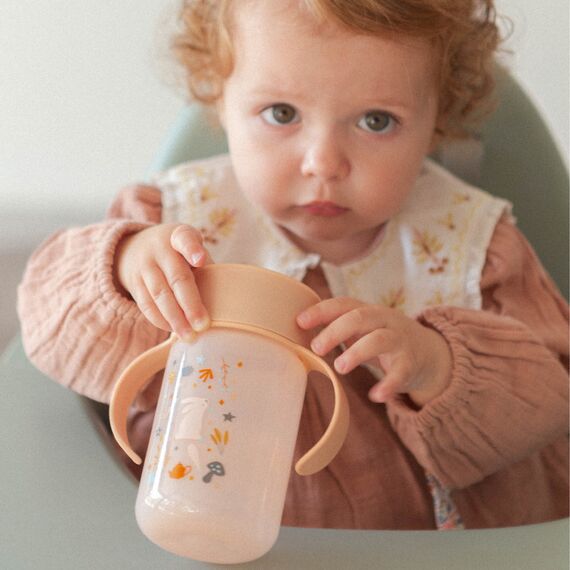 Suavinex Baby Training Cup for Babies 12M+ Leak Proof 360° Perfect Spill-proof for Drinking from Any Side of the Rim without Getting Wet 340ml, Color: Beige, 4 image