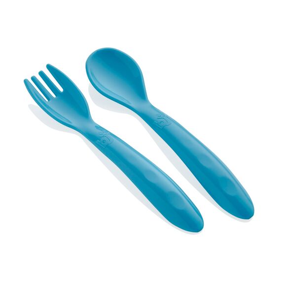 Babyjem Baby Spoon and Fork Set 12+ Months, Color: Blue