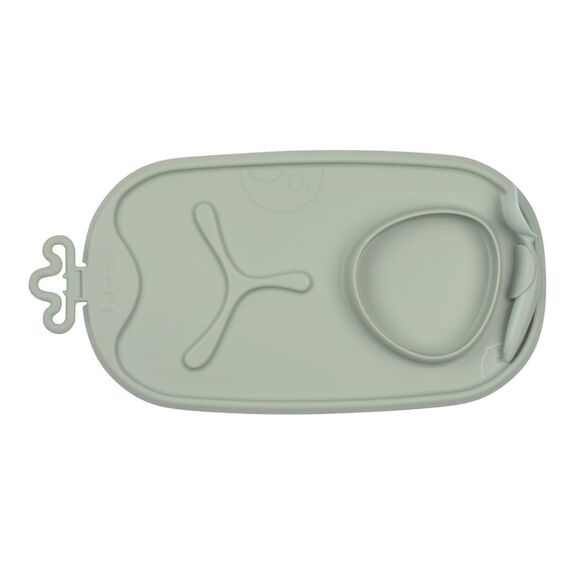 b.box Roll + Go Mealtime Mat with 3 Section Divider and Spoon, Color: Sage