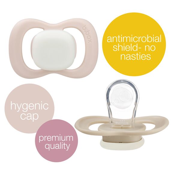 B.Box Silicone Pacifier 6–18 Months (Pack of 2), Color: Blush/Latte, 2 image