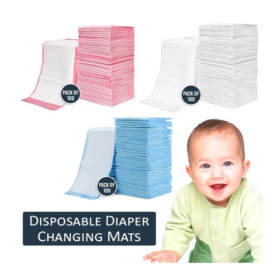 Sunveno Diaper Caddy Organizer With 100 Pcs Disposable Changing Mats, Color: Light Gray, 4 image