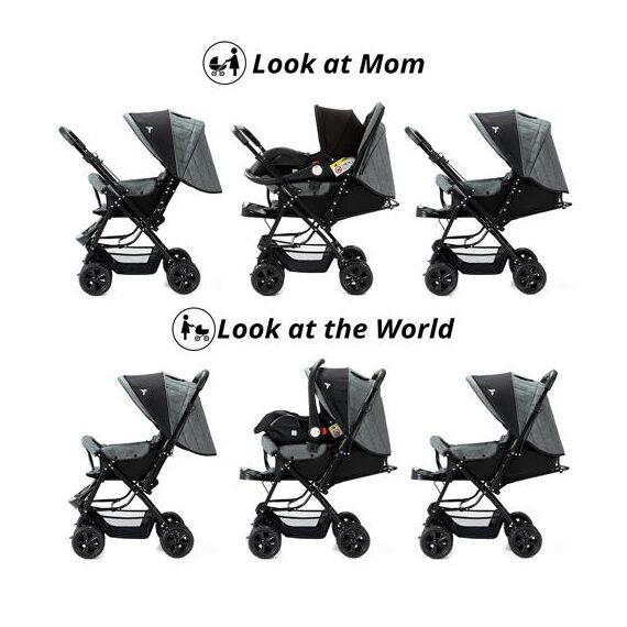 Teknum Reversible Look At Me Stroller Combo With Diaper Bag Hooks & Changing Pad 6–36 Months Up To 15Kg, Color: Grey, 5 image