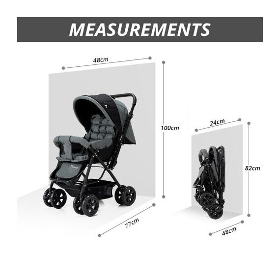 Teknum Reversible Look At Me Stroller Combo With Diaper Bag Hooks & Changing Pad 6–36 Months Up To 15Kg, Color: Grey, 18 image