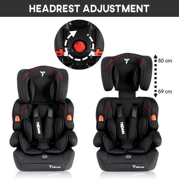 Teknum Nova Car Seat Travel Combo Group 1/2/3 9Kg-36Kg With Luxury Diaper Bag, Color: Black, 6 image