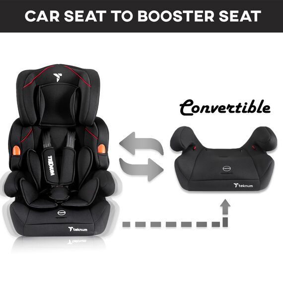 Teknum Nova Car Seat Travel Combo Group 1/2/3 9Kg-36Kg With Luxury Diaper Bag, Color: Black, 8 image