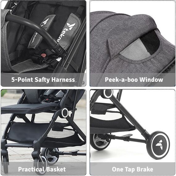 Teknum Travel Cabin Stroller With Ace Diaper Bag 0–4 Years Up To 22Kg, Color: Grey, 3 image