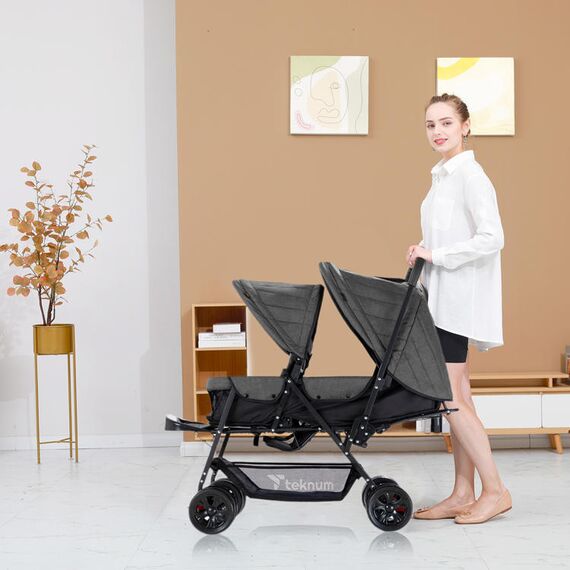 Teknum Twin Baby Stroller Combo Dark Grey 6–36 Months 2 X 15Kg, Color: Steel, 7 image
