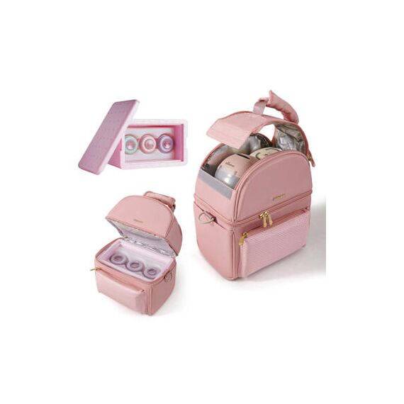 Sunveno Breastmilk Cooler Bag With Detachable Insulation Box Set, Color: pink, 2 image