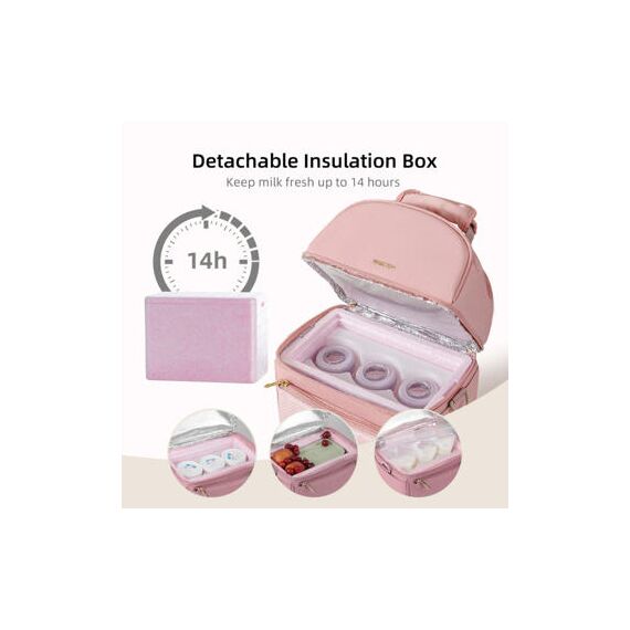 Sunveno Breastmilk Cooler Bag With Detachable Insulation Box Set, Color: pink, 5 image
