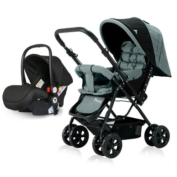 Teknum Reversible Trip Baby Stroller Travel System With Infant Car Seat Multi Recline 6-36 Months, Color: Dark Grey