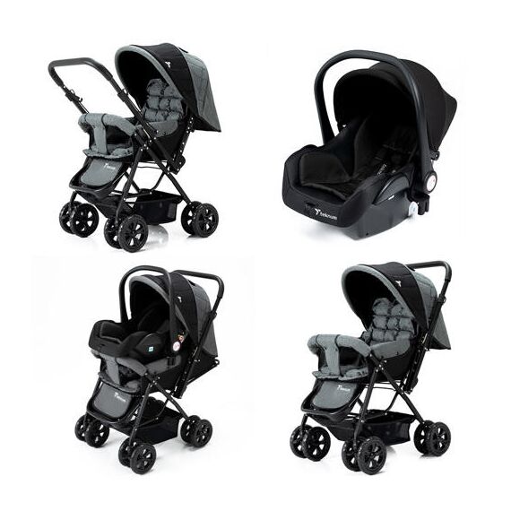 Teknum Reversible Trip Baby Stroller Travel System With Infant Car Seat Multi Recline 6-36 Months, Color: Grey, 3 image
