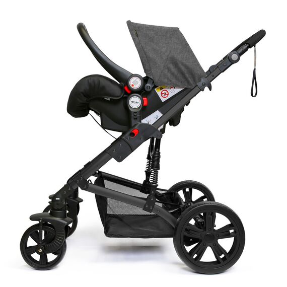 Teknum 3In1 Baby Stroller Travel System Sleeping Bassinet Extra Wide Seat 360° Rotating Wheels Fully Reclinable Car Seat Compatible Coffee Holder Spill Proof Mat 0-3 Years, Color: Black, 6 image