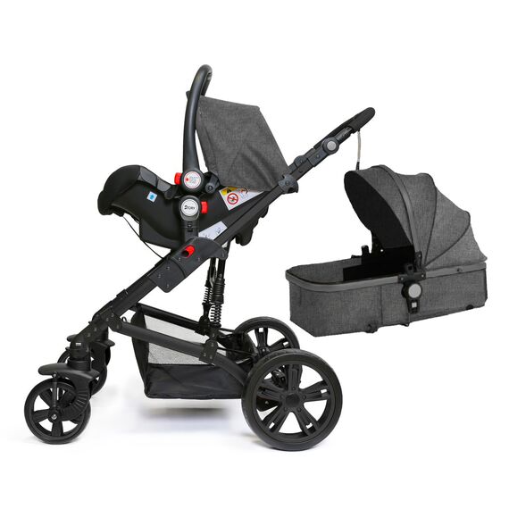 Teknum 3In1 Baby Stroller Travel System Sleeping Bassinet Extra Wide Seat 360° Rotating Wheels Fully Reclinable Car Seat Compatible Coffee Holder Spill Proof Mat 0-3 Years, Color: Space Grey, 6 image
