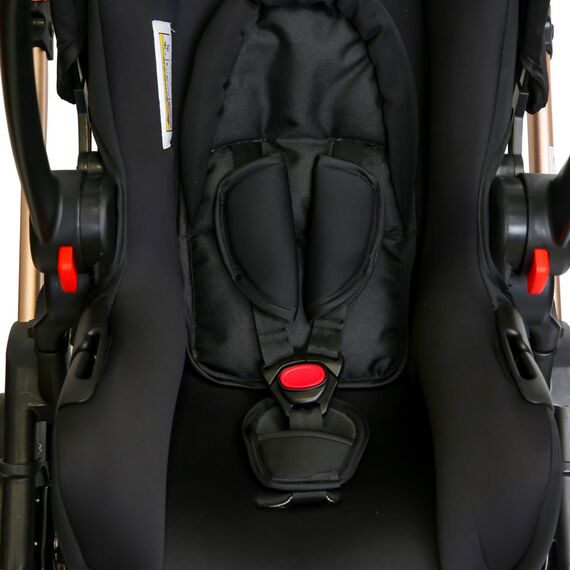 Teknum 3In1 Baby Stroller Travel System Sleeping Bassinet Extra Wide Seat 360° Rotating Wheels Fully Reclinable Car Seat Compatible Coffee Holder Spill Proof Mat 0-3 Years, Color: Black & Gold, 13 image