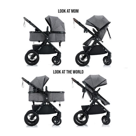 Teknum 3In1 Compacto Baby Stroller With Bassinet Air Cabin Friendly 0-36 Months, Color: Dark Grey, 3 image