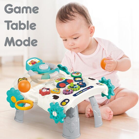 Teknum 5In1 Baby Walker Learning Table Scooter Roller Coaster With Musical Keyboard 6+ Months, Color: Grey, 9 image