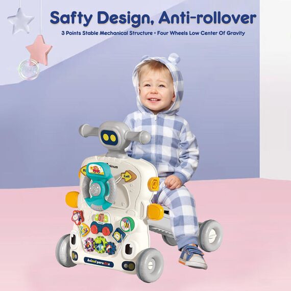 Teknum 5In1 Baby Walker Learning Table Scooter Roller Coaster With Musical Keyboard 6+ Months, Color: Grey, 10 image