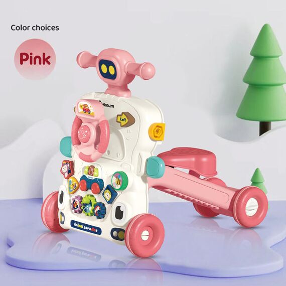 Teknum 5In1 Baby Walker Learning Table Scooter Roller Coaster With Musical Keyboard 6+ Months, Color: pink, 2 image