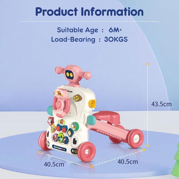 Teknum 5In1 Baby Walker Learning Table Scooter Roller Coaster With Musical Keyboard 6+ Months, Color: pink, 6 image