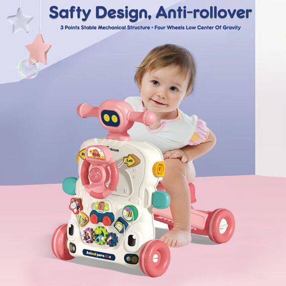 Teknum 5In1 Baby Walker Learning Table Scooter Roller Coaster With Musical Keyboard 6+ Months, Color: pink, 10 image