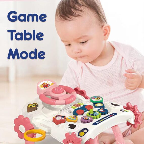 Teknum 5In1 Baby Walker Learning Table Scooter Roller Coaster With Musical Keyboard 6+ Months, Color: pink, 9 image
