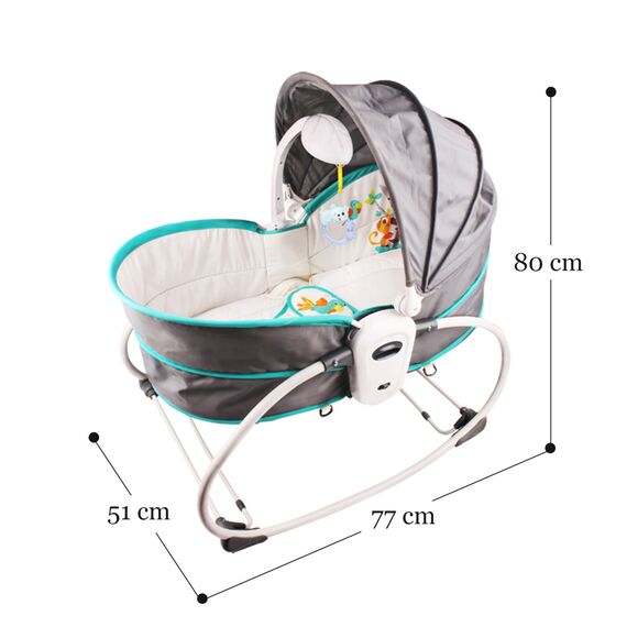 Teknum 6In1 Cozy Rocker Bassinet With Wheels Mosquito Net 0-36 Months 18Kg, Color: Green, 10 image