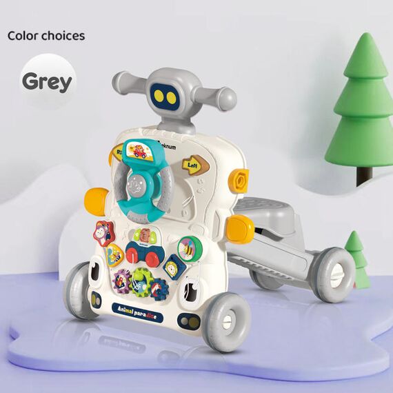 Teknum 5In1 Baby Walker Learning Table Scooter Roller Coaster With Musical Keyboard 6+ Months, Color: Grey, 2 image