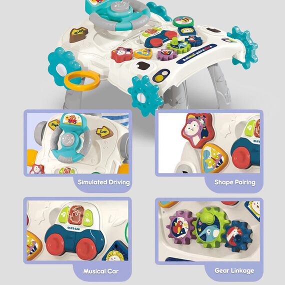 Teknum 5In1 Baby Walker Learning Table Scooter Roller Coaster With Musical Keyboard 6+ Months, Color: Grey, 8 image