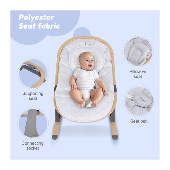 Teknum 3-Stage Baby Bouncer Recliner Seat With Mosquito Net 0-6 Months, 3 image