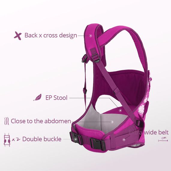 Sunveno Baby Carrier With Anti-Slip Hip Seat 6-36 Months, Color: Purple, 8 image