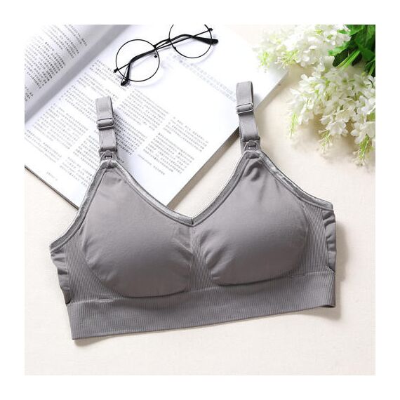 Sunveno Breastfeeding Nursing Bra, Color: Grey, Maternity Size: 80B, 2 image