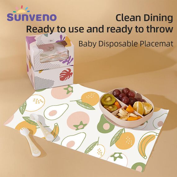 Sunveno Baby Feeding Disposable Travel Placemats 20 Pcs Pack, Color: Multicolor, 2 image