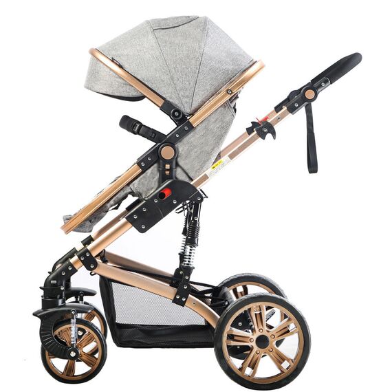 Teknum 3In1 Baby Stroller With Bassinet Reversible Seat 0-3 Years 18Kg, Color: Grey, 6 image