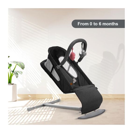 Teknum Baby Bouncer Recliner Seat With Grab Toys 0-6 Months 9Kg, Color: Black, 5 image
