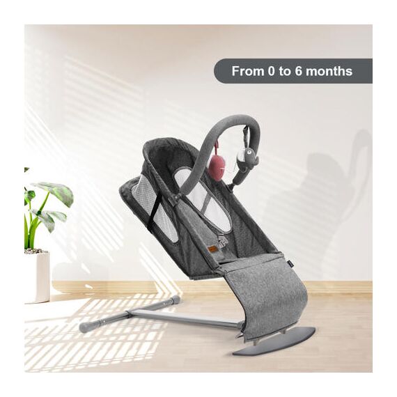 Teknum Baby Bouncer Recliner Seat With Grab Toys 0-6 Months 9Kg, Color: Grey, 6 image