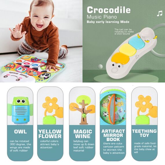 Teknum 4-In-1 Activity Jumper Feeding Chair Drawing Table & Playing Station With Musical Mat & Piano White 4+ Months, 2 image