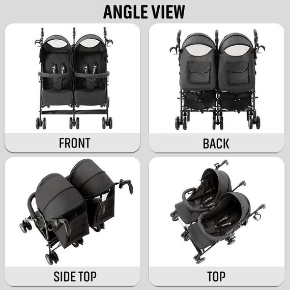 Teknum Twin Stroller Fellow 0–36 Months 2×15Kg, Color: Black, 4 image