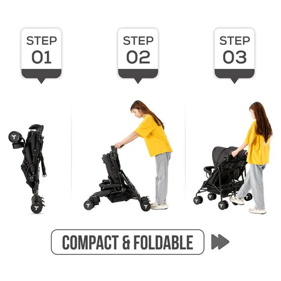 Teknum Twin Stroller Fellow 0–36 Months 2×15Kg, Color: Black, 10 image