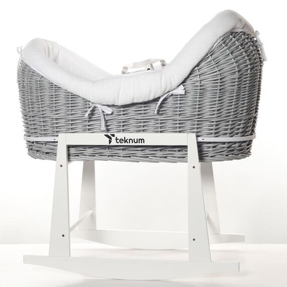 Teknum Infant Wicker Pod Moses Basket With White Waffle Beddings 0-6 Months, 5 image