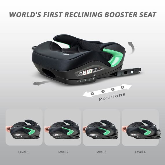 Teknum I-Size Car Seat Booster Isofix 4 Recline Modes 22Kg–36Kg 125–150Cm, Color: Black, 2 image