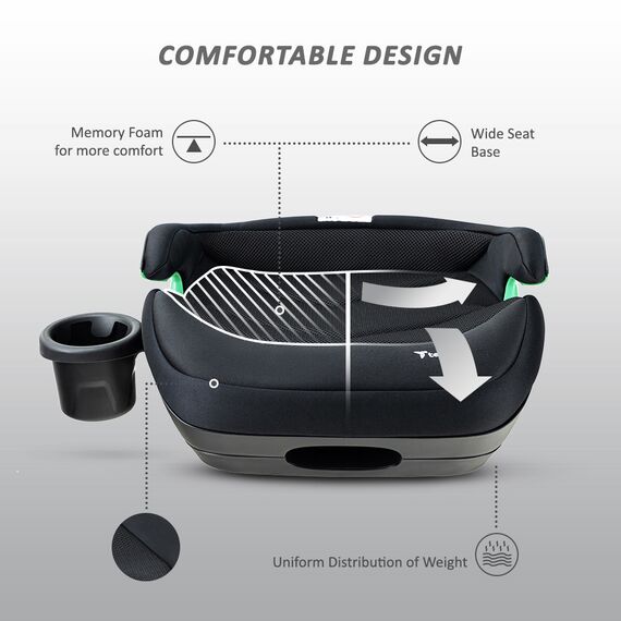Teknum I-Size Car Seat Booster Isofix 4 Recline Modes 22Kg–36Kg 125–150Cm, Color: Black, 4 image