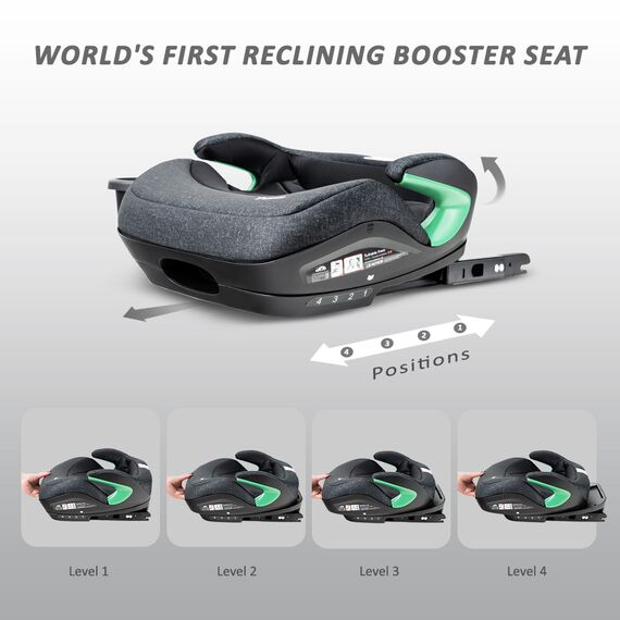 Teknum I-Size Car Seat Booster Isofix 4 Recline Modes 22Kg–36Kg 125–150Cm, Color: Grey, 2 image