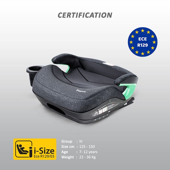 Teknum I-Size Car Seat Booster Isofix 4 Recline Modes 22Kg–36Kg 125–150Cm, Color: Grey, 15 image