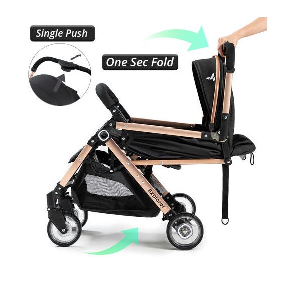 Teknum Explorer Travel Stroller With Sunveno Diaper Bag And Hooks Black 6–36 Months Up To 15Kg, Color: Black, 8 image