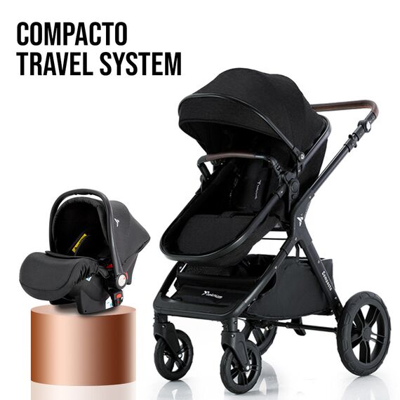 Teknum Compacto 3In1 Baby Stroller Travel System With Carrycot And Infant Car Seat 0-3 Years, Color: Black, 3 image